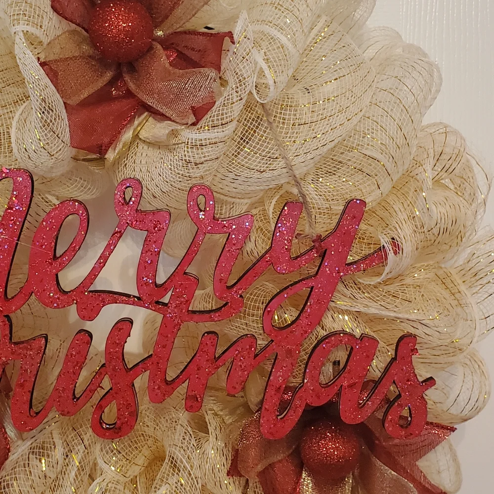 Deco Mesh Merry Christmas Wreath